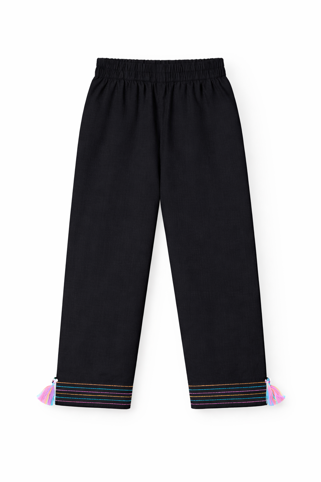 Black Rainbow Embroidered Kurta Set for Girls – 2 Piece Suit