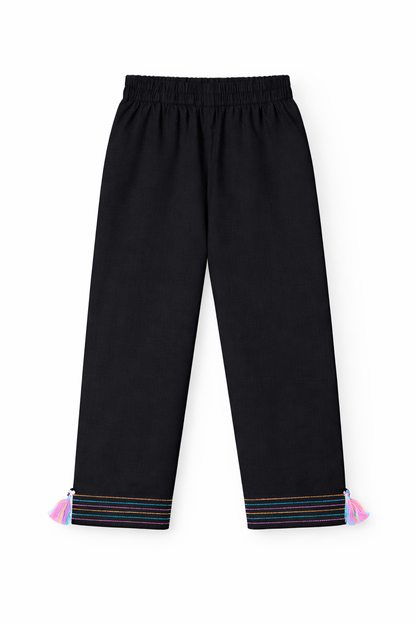 Black Rainbow Embroidered Kurta Set for Girls – 2 Piece Suit