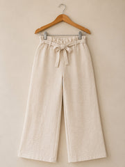Ivory Belted Wide-Leg