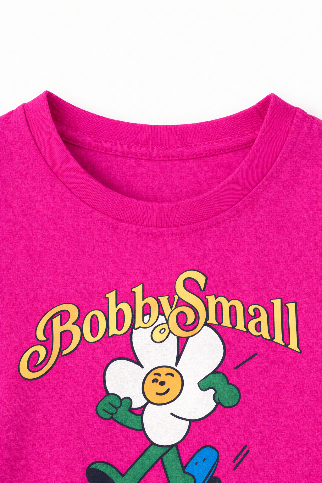 Pink Flower Cartoon Graphic Tee for Girls