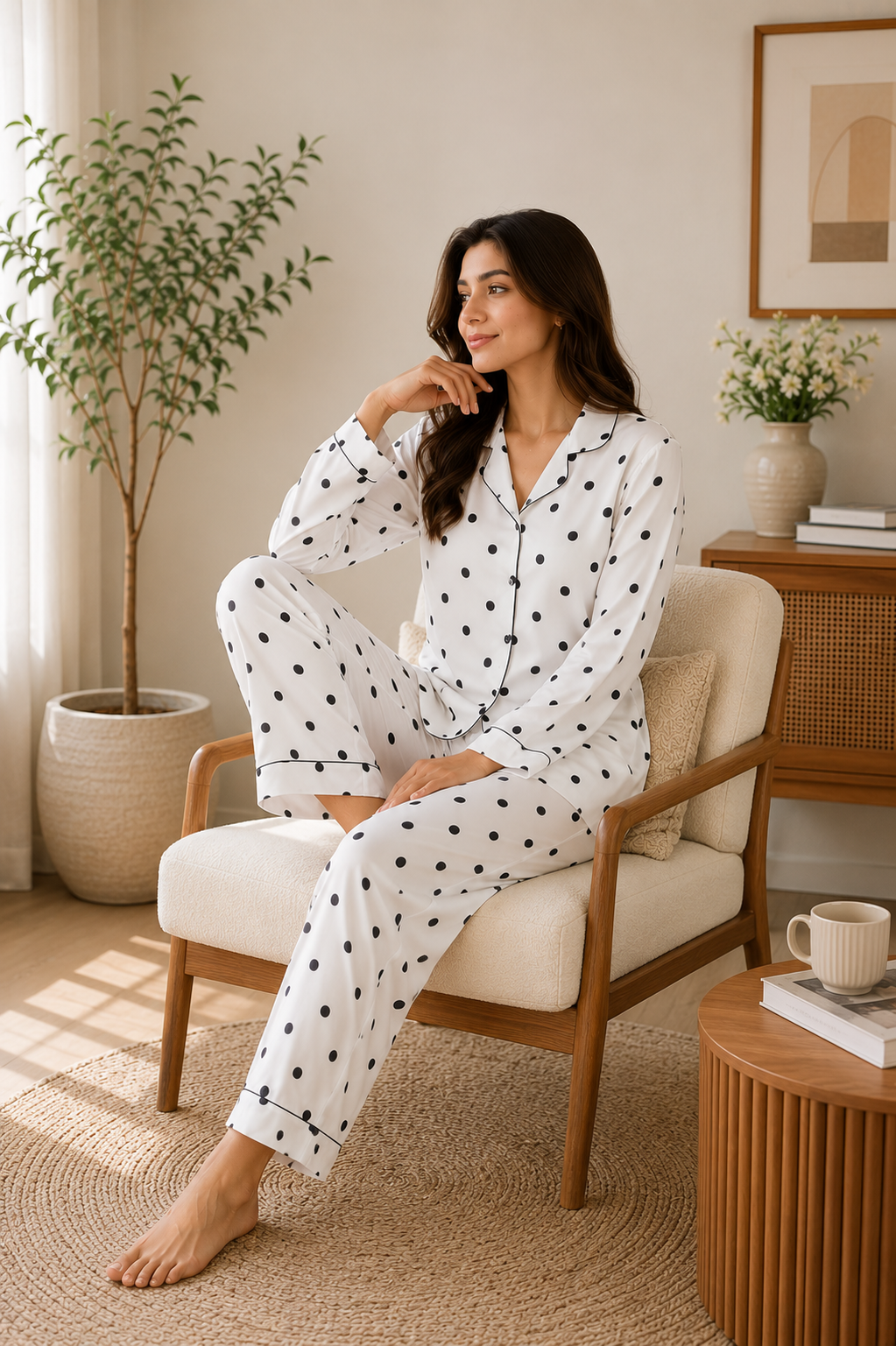 Cream Dot Nightwear