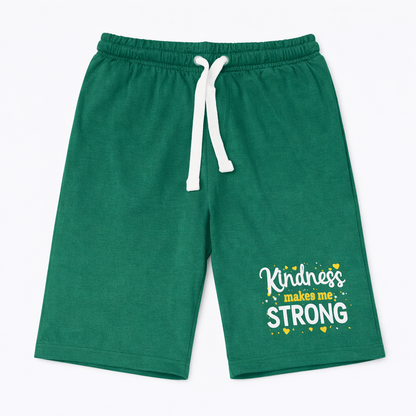 Green Kindness Print Kids Casual T-Shirt Shorts Set