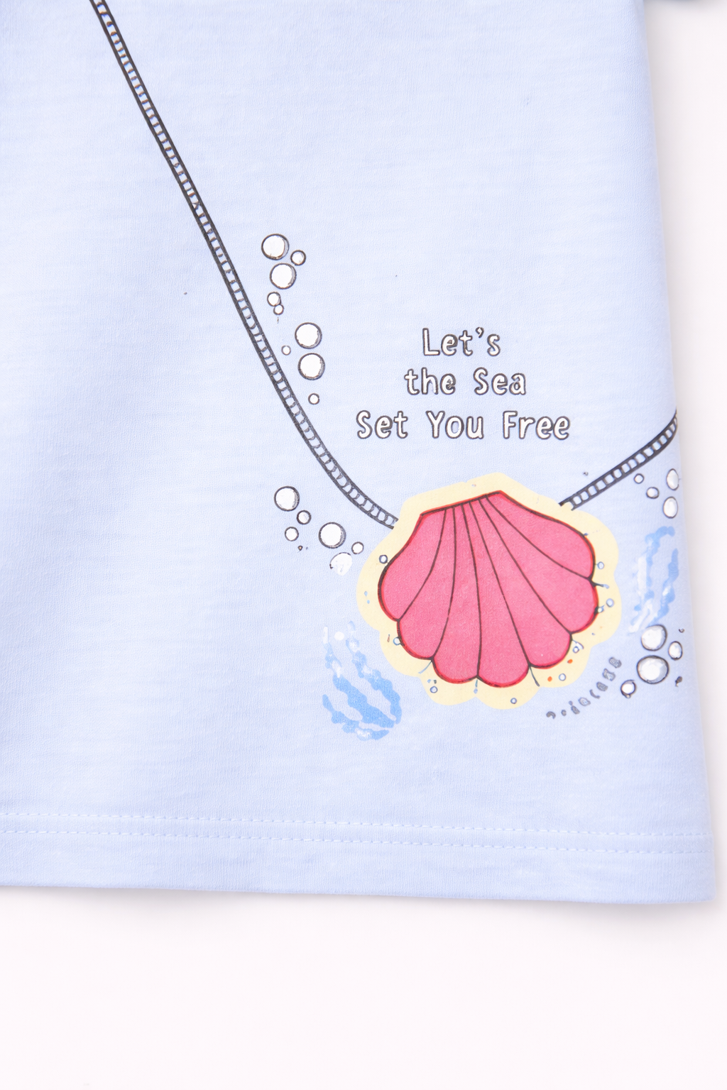 Cute Shell Graphic Light Blue Kids Summer Tee