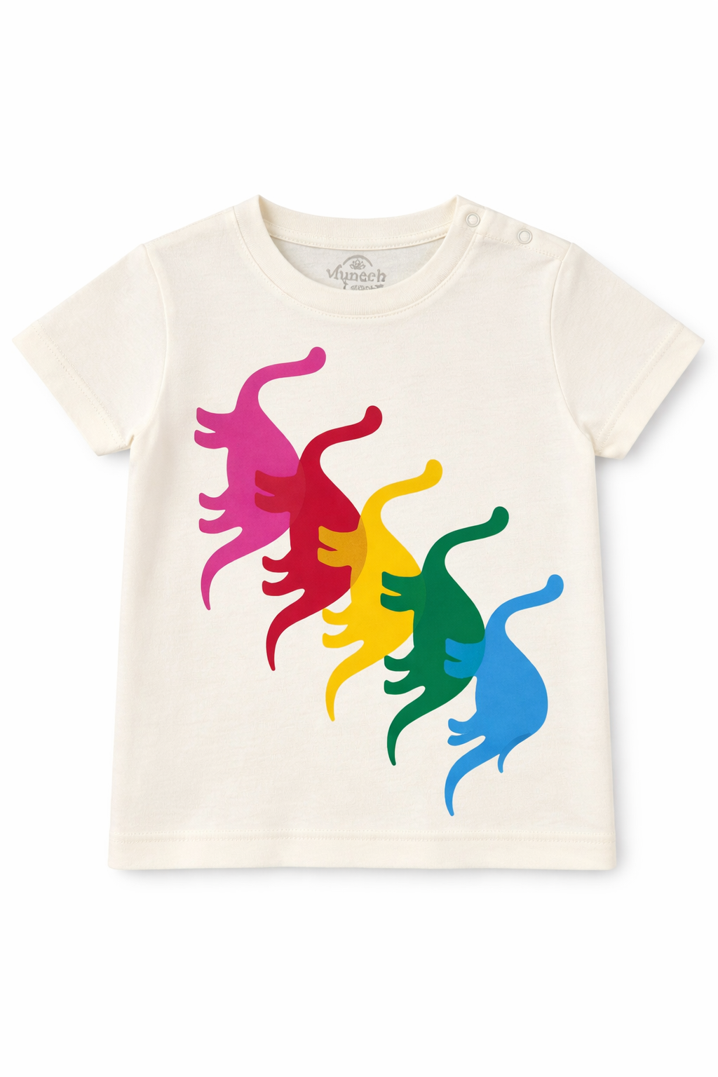 Kids Rainbow Dinosaur Graphic Soft Cotton T-Shirt