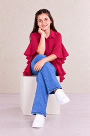 Magenta Tiered Flare TOP