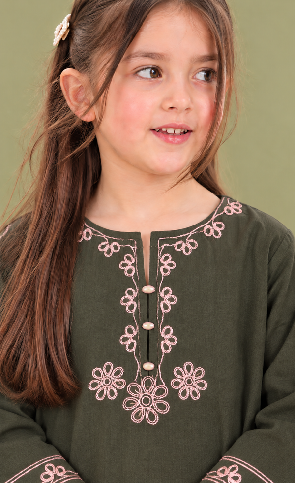 Olive Green Embroidered Tunic