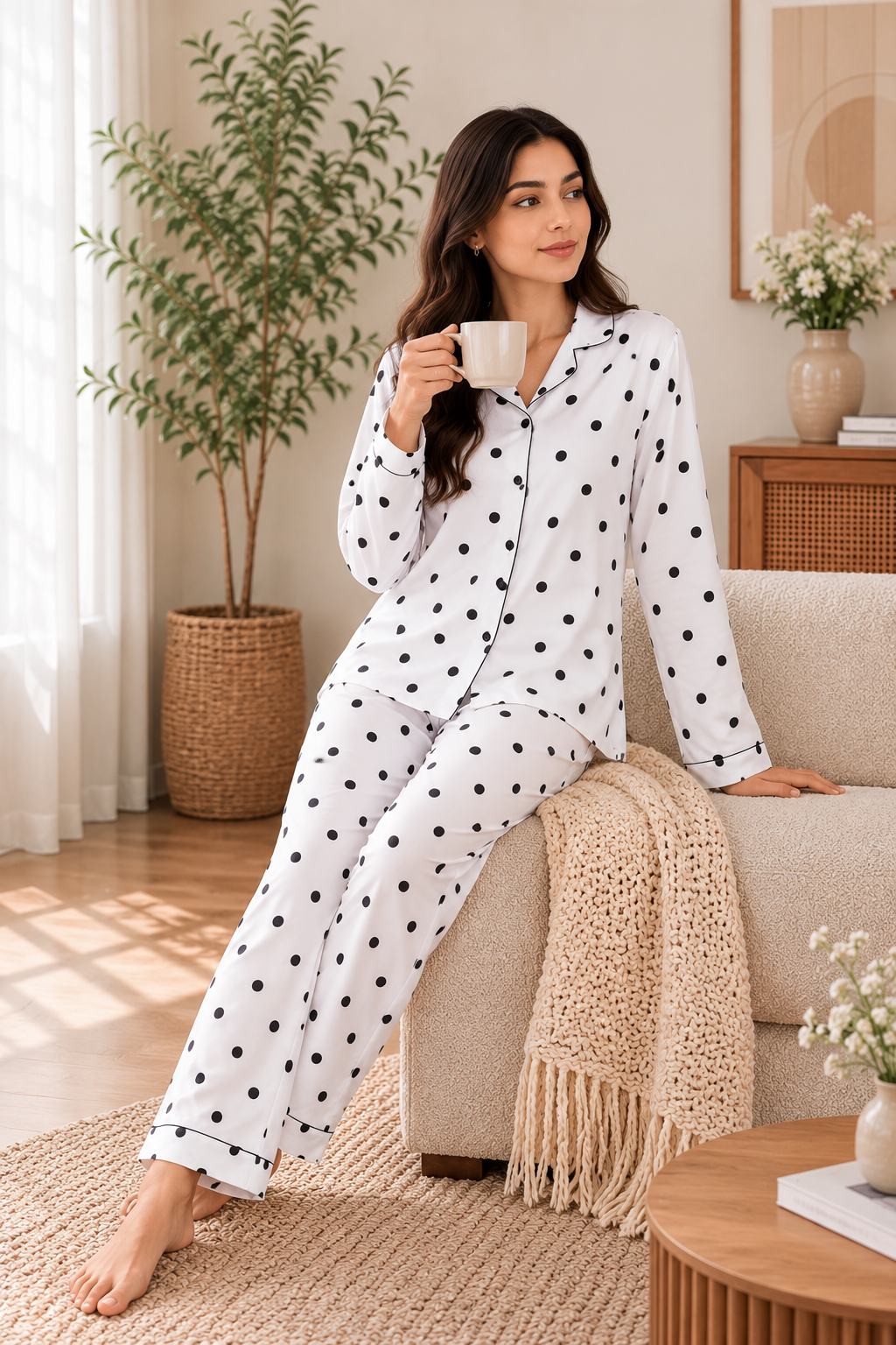 Cream Dot Nightwear