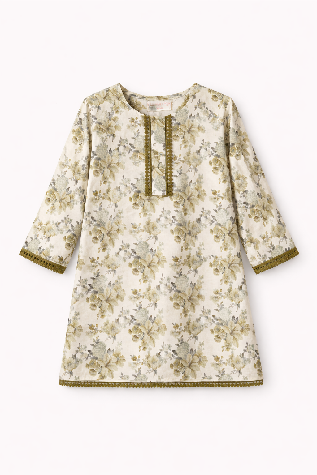 Girls Printed Floral Kurta Trouser Summer Outfit