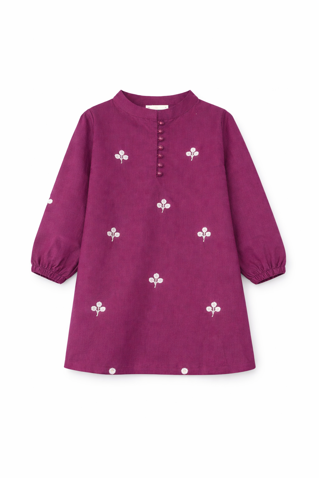 Plum Floral Embroidered 2-Piece Girls Outfit Set