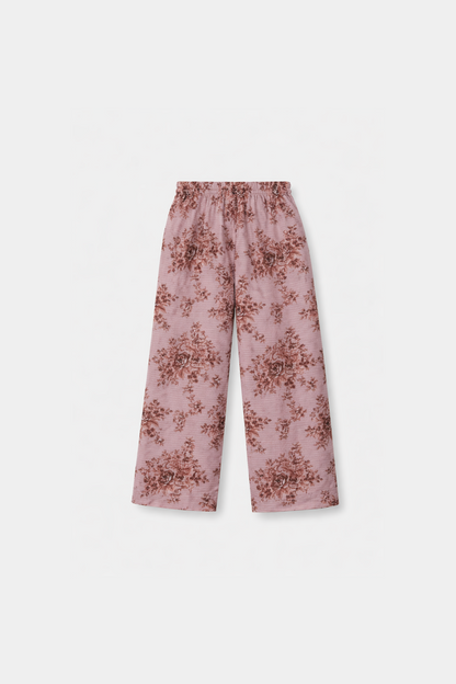 Girls Dusty Pink Floral Kurta Trouser Outfit set