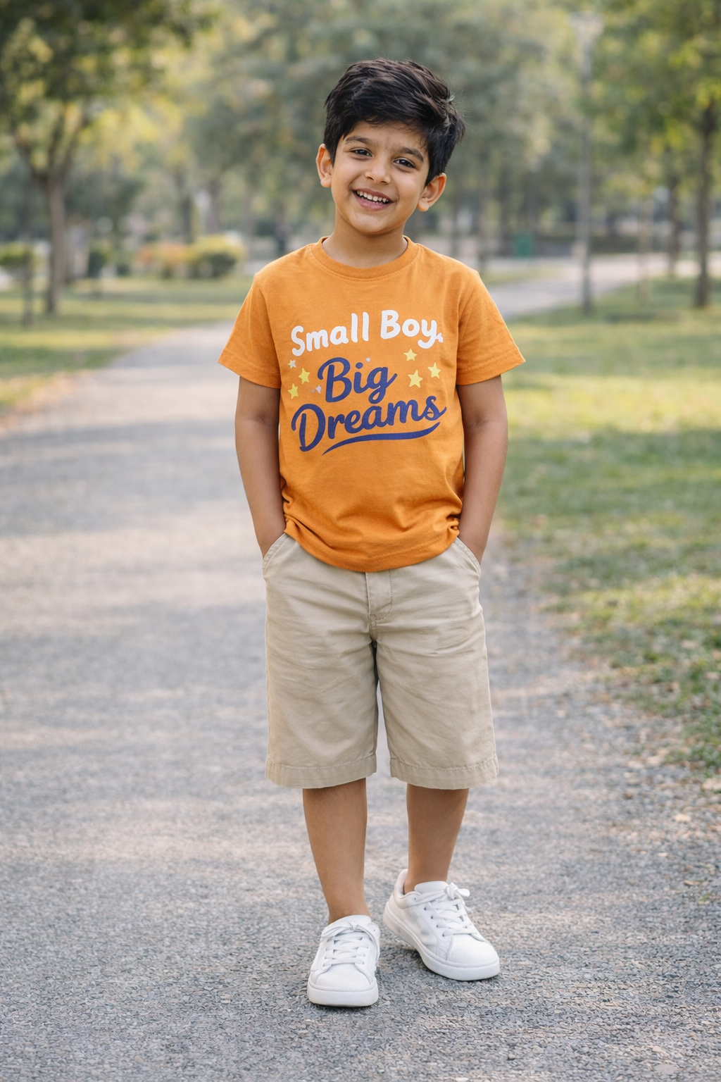 Boys Mustard Premium Cotton T-Shirt.