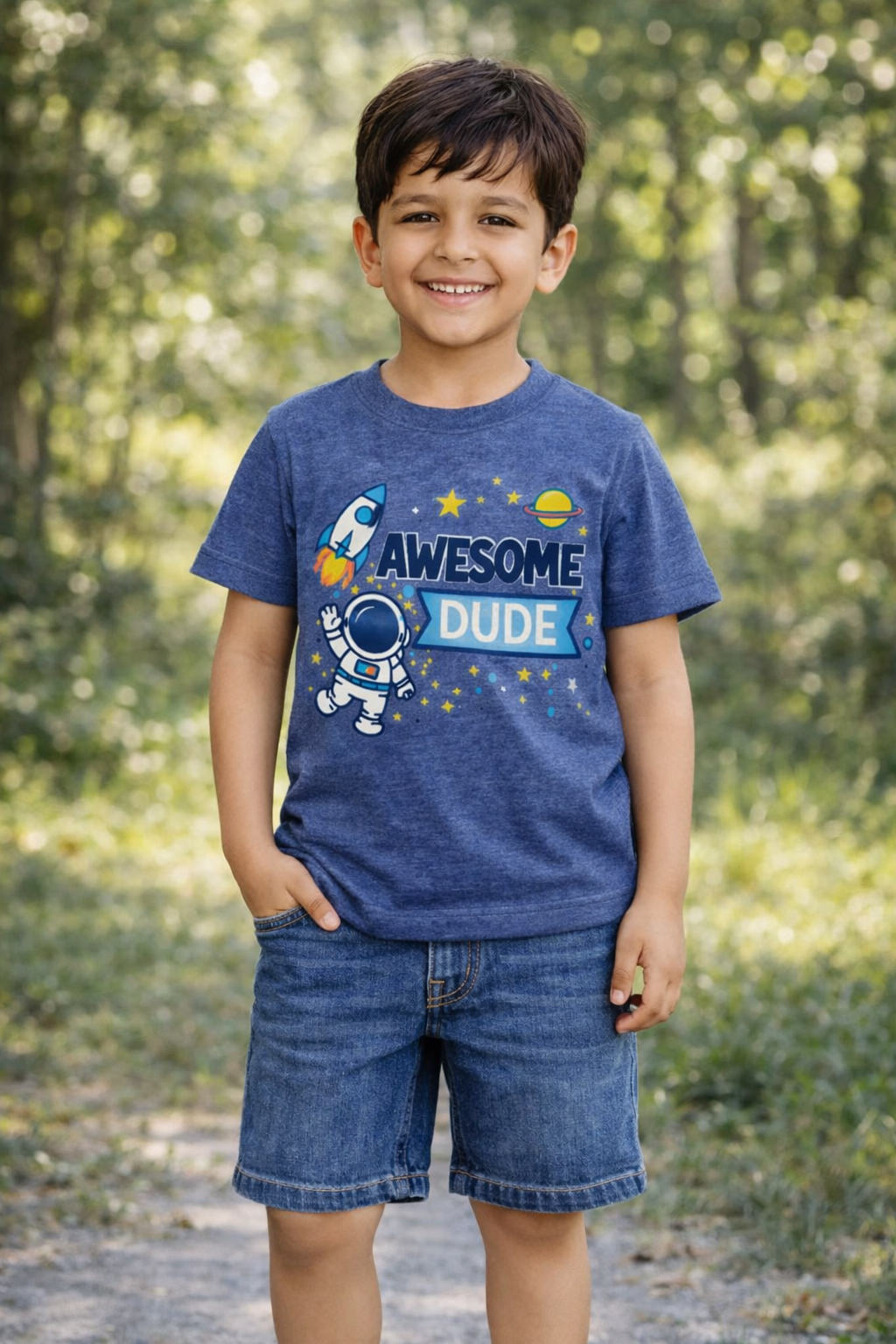 Awesome Dude Space Graphic Boys Cotton T-Shirt