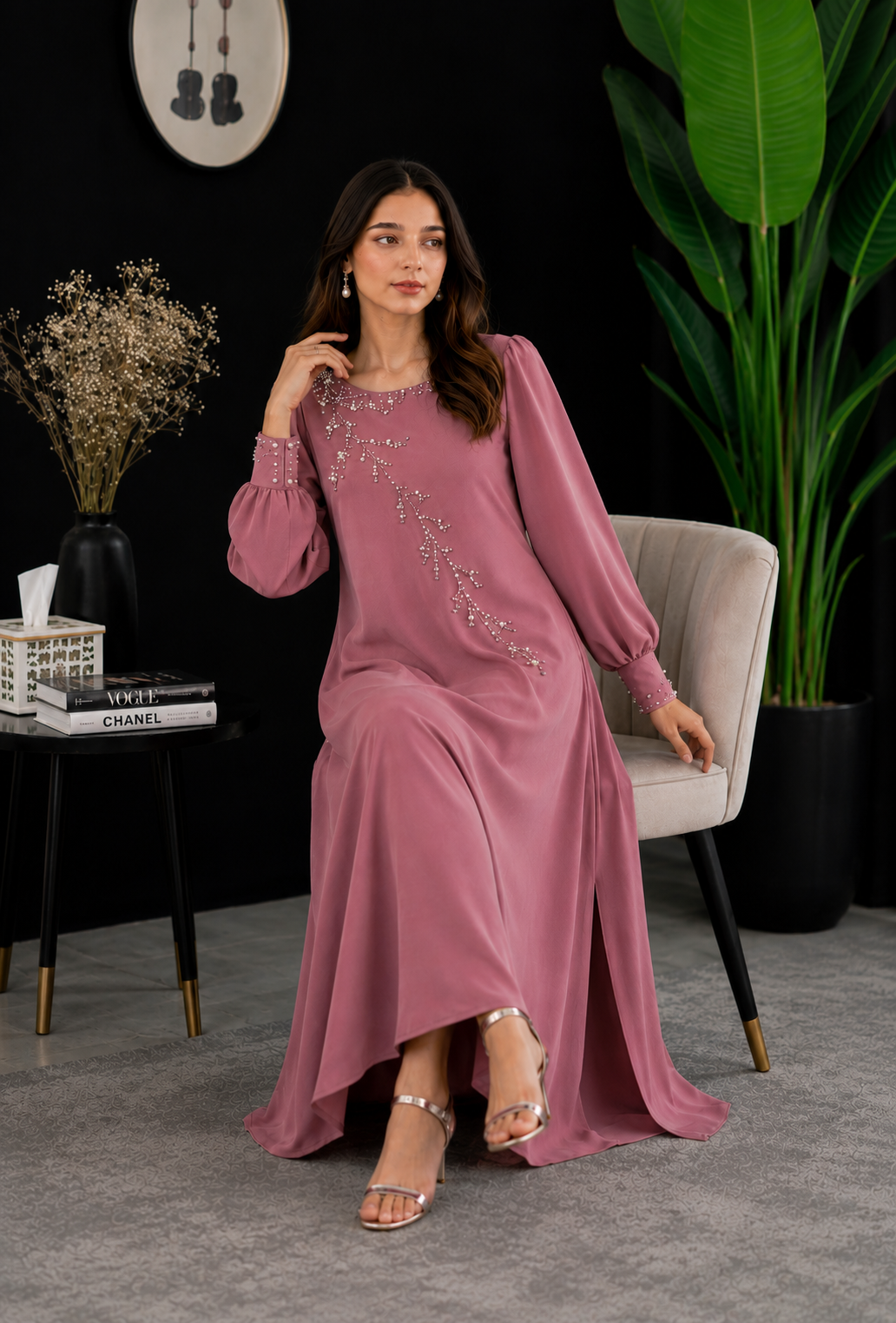 Dusty Rose Beaded