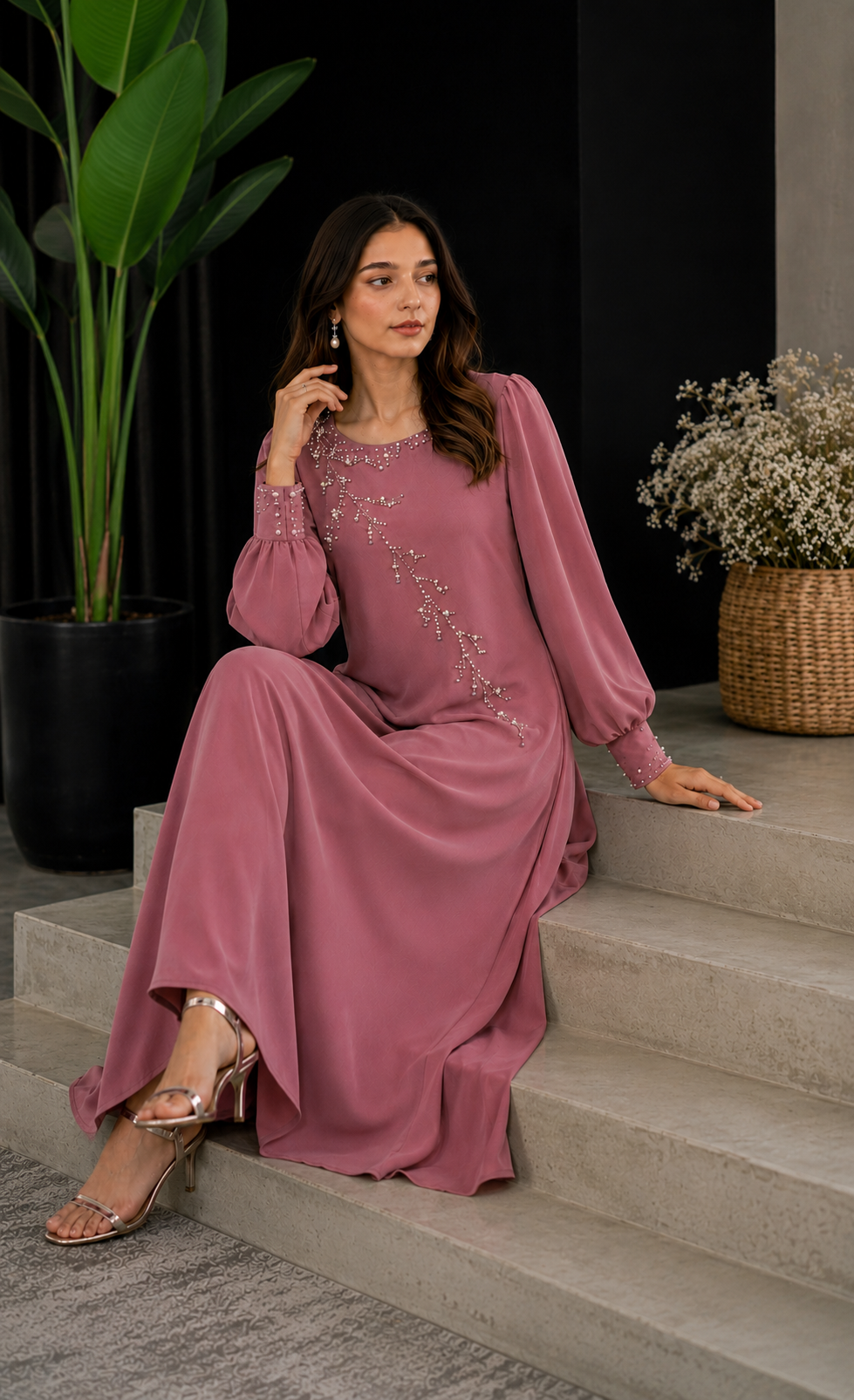 Dusty Rose Beaded