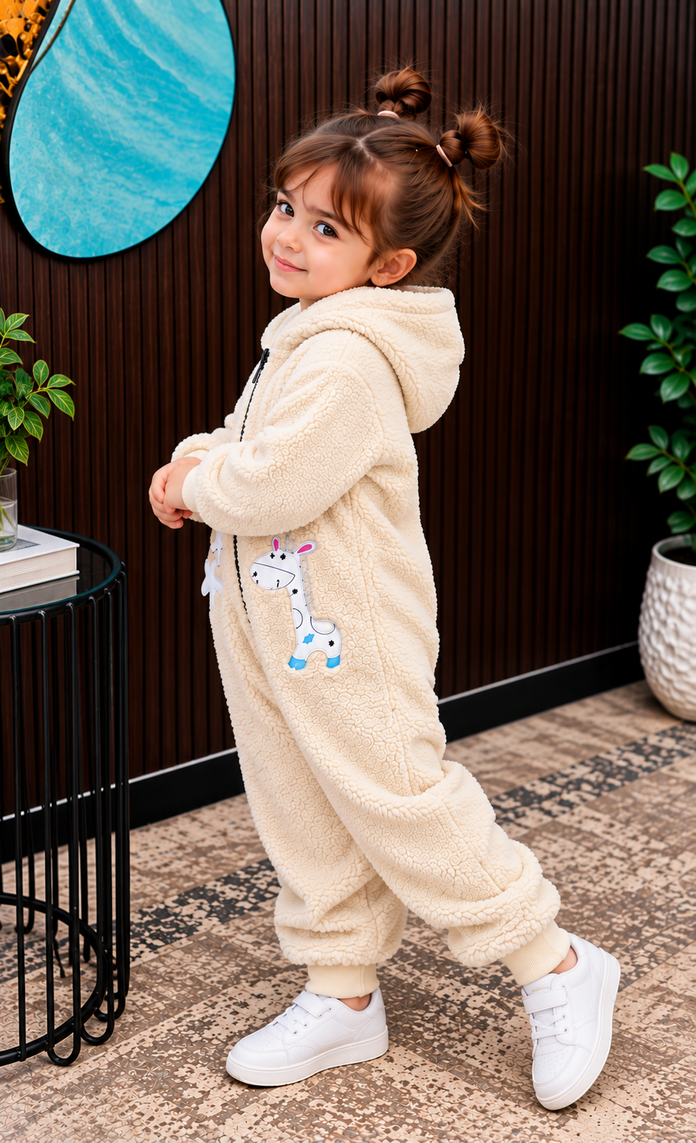 Baby WHITE Teddy Fleece Hooded ROMPER