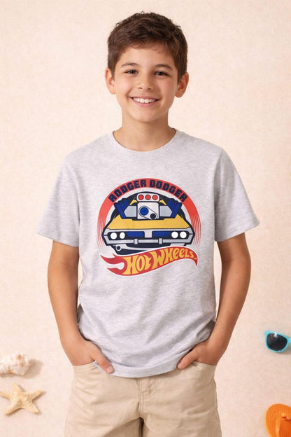 Boys Grey Hot Wheels Graphic T-Shirt – Kids Cotton Tee