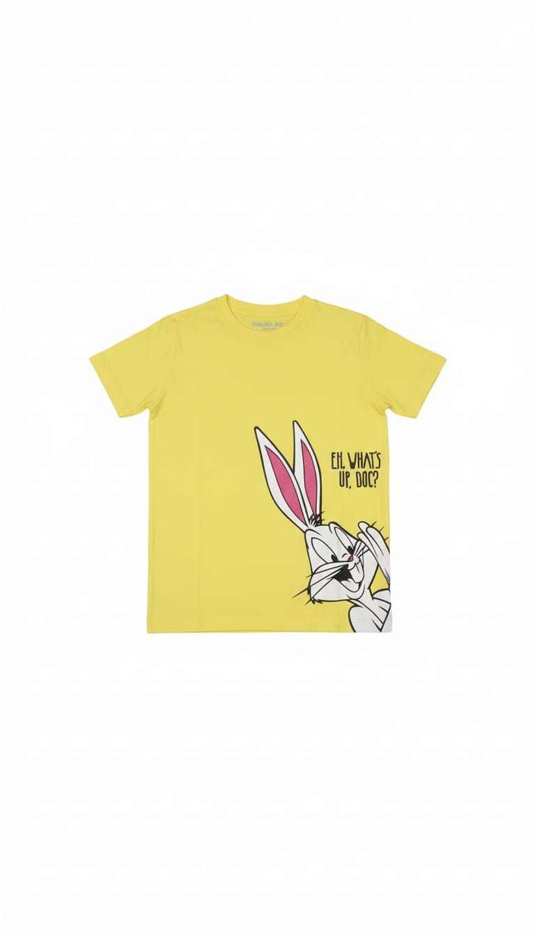 Girls Yellow Bugs Bunny Graphic Cotton T-Shirt