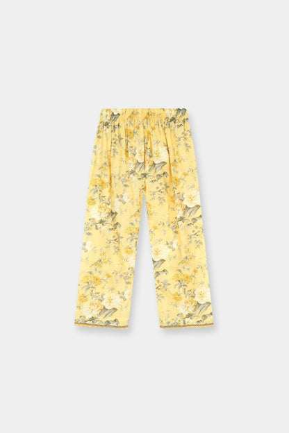 Girls Floral Lemon yellow cotton 2-Piece kurta Set