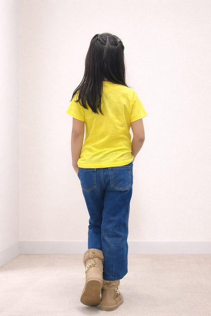 Girls Yellow Bugs Bunny Graphic Cotton T-Shirt