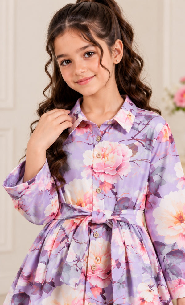 Lilac Floral Belted TUNIC