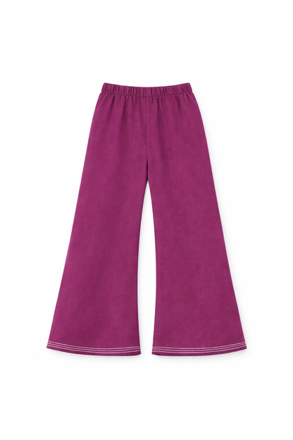 Plum Floral Embroidered 2-Piece Girls Outfit Set