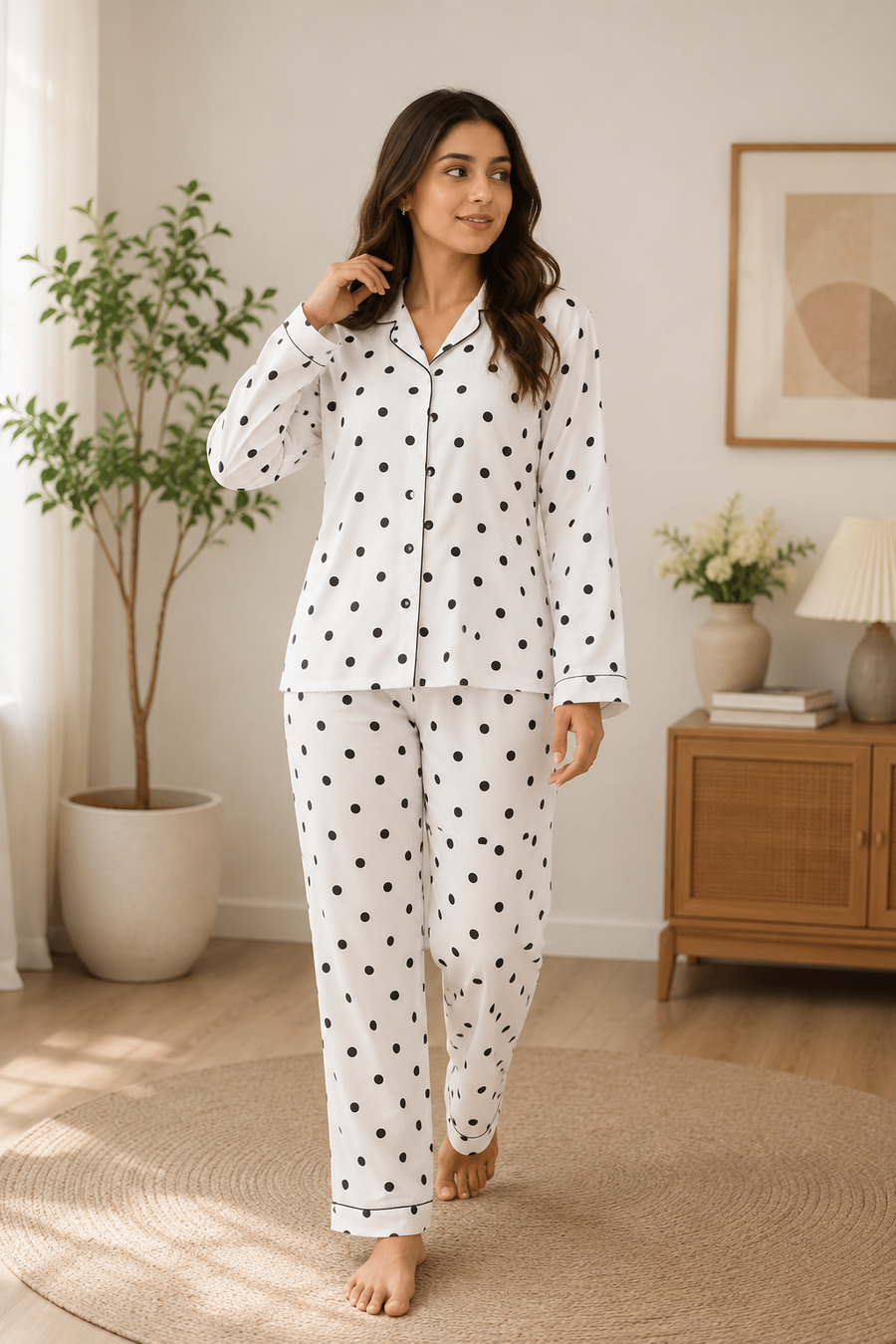 Cream Dot Nightwear