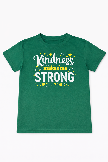 Green Kindness Print Kids Casual T-Shirt Shorts Set