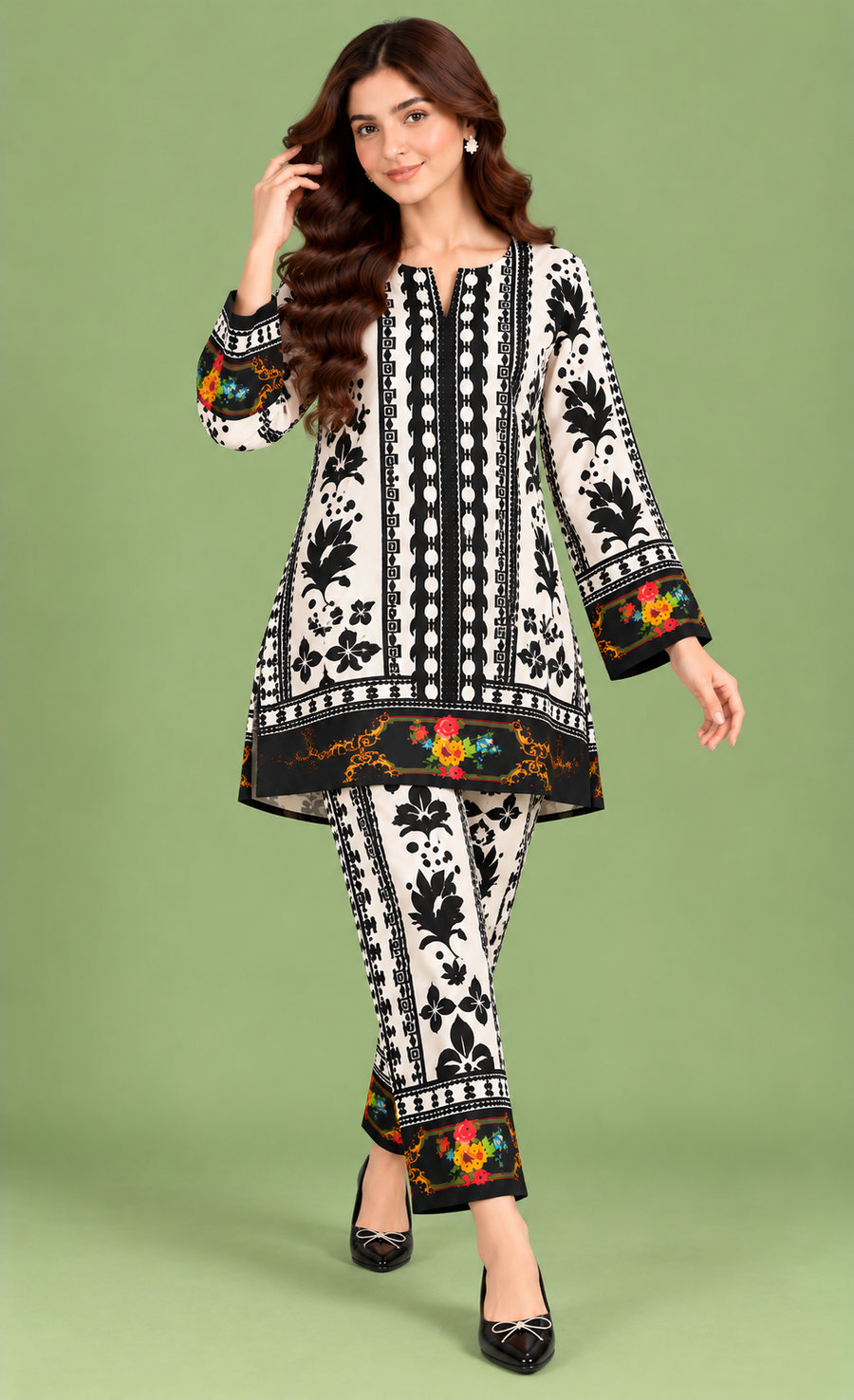 Noir Bloom Khaddar Co-Ord Set