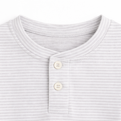 Boys white Striped Henley T-Shirt with 97 patch
