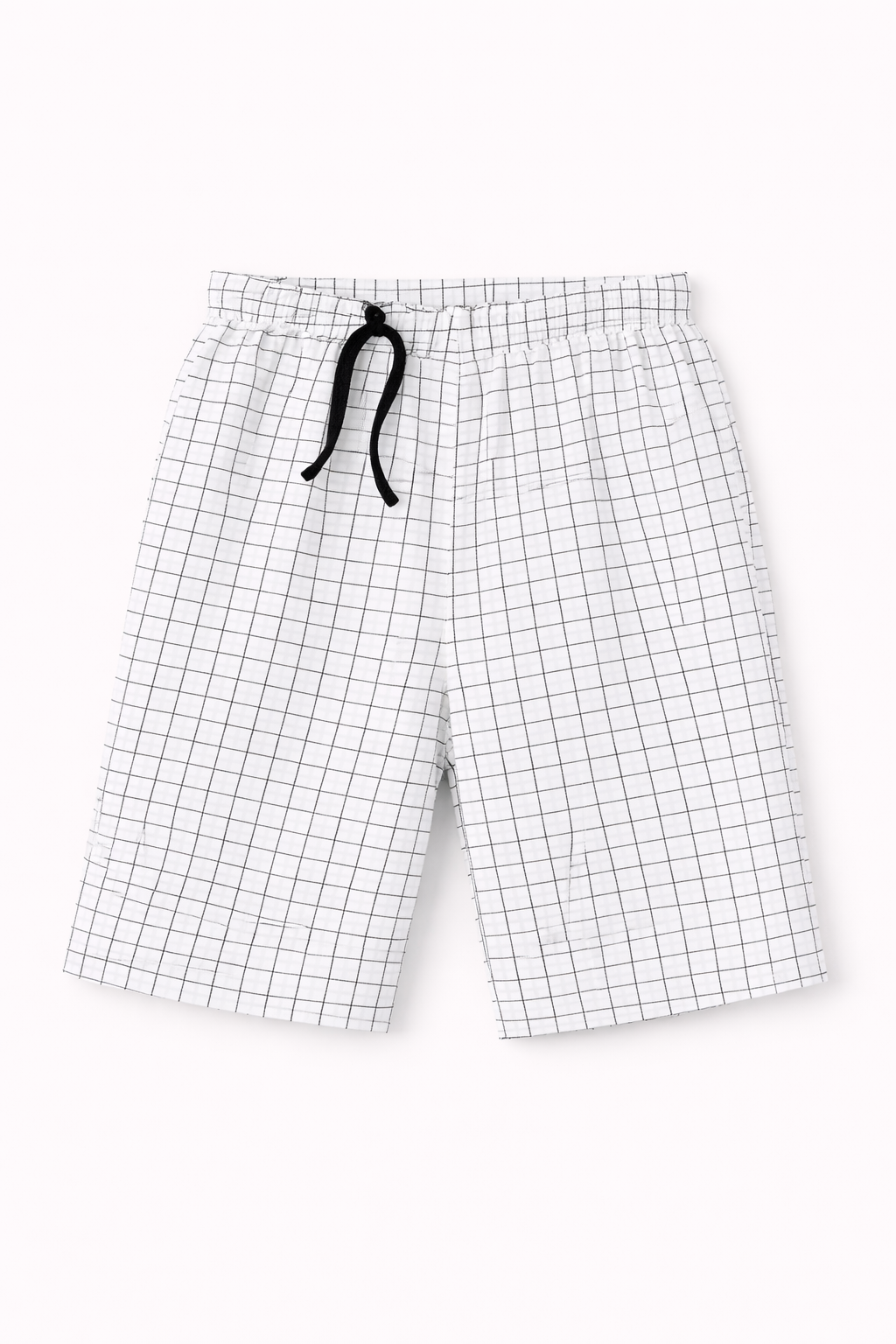 Boys White Cotton Grid Pocket Tee & Check Shorts set