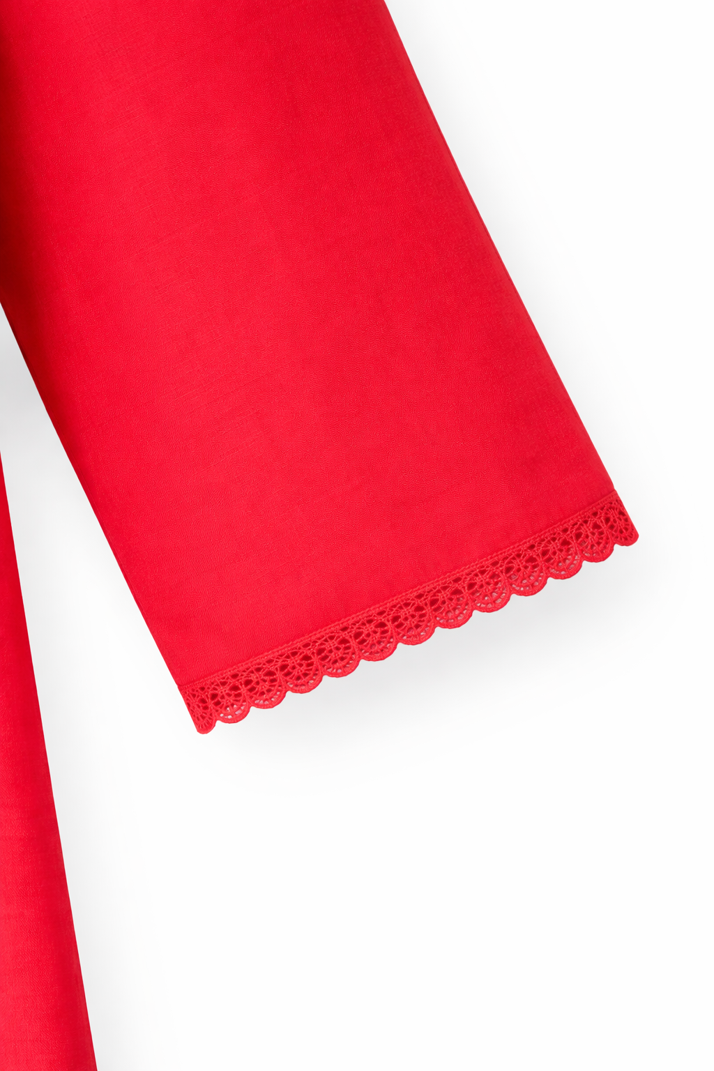 Girls Red Solid Kurta Trouser Cotton Set