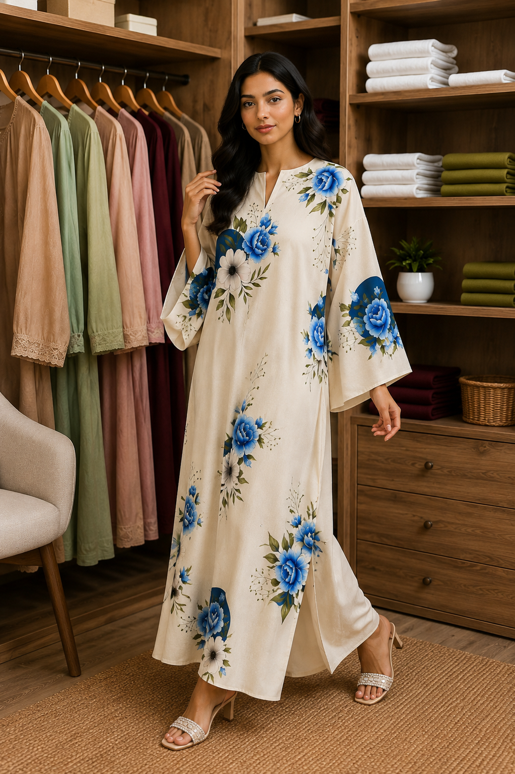 Blue Bloom Kaftan