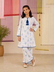 Blue Floral Tassel Suit