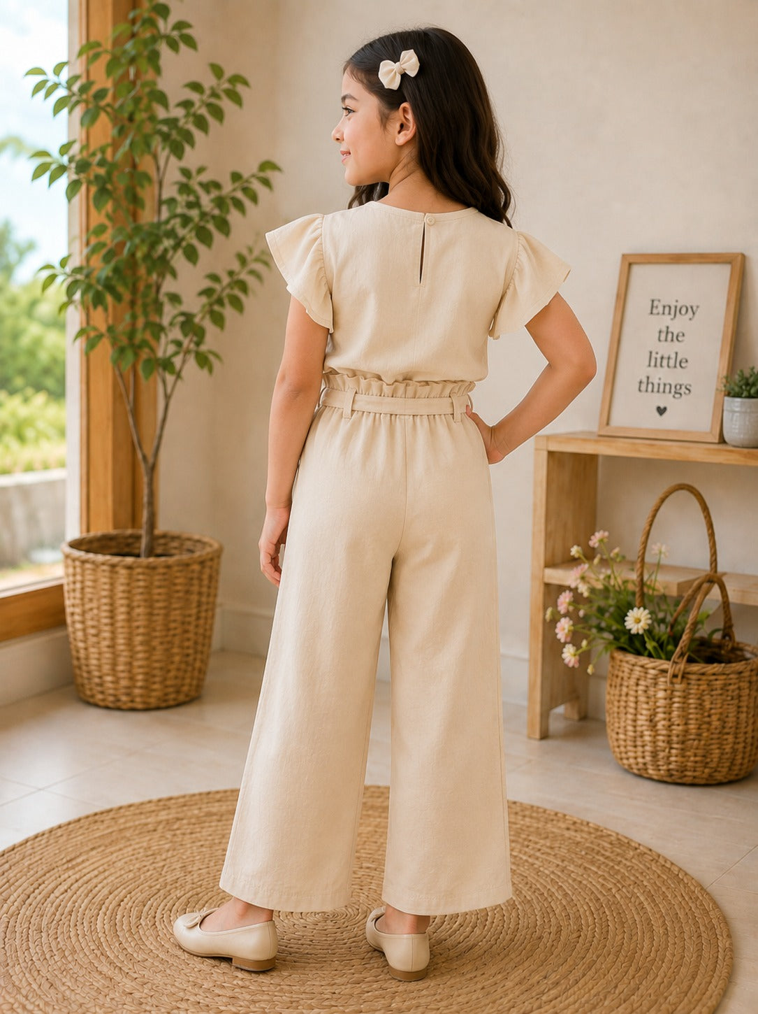 Ivory Belted Wide-Leg