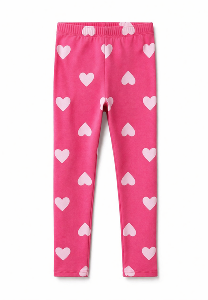 Trendy Girls Pink Heart Print Summer Outfit Set