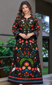 Midnight Bloom Floral Silk Kaftan