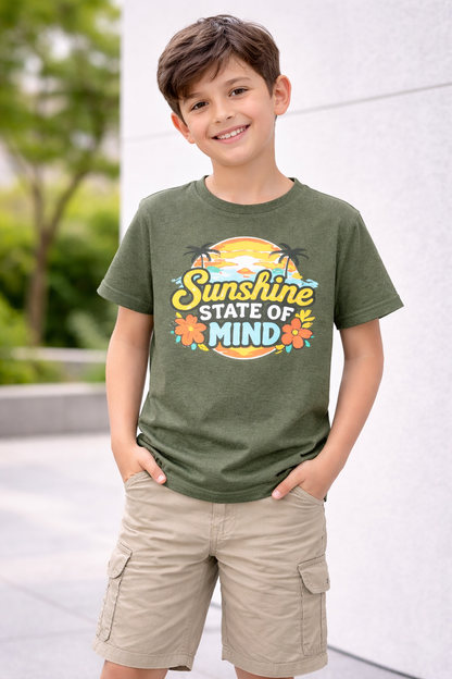 Boys Grey Sunshine Print Soft Cotton T-Shirt