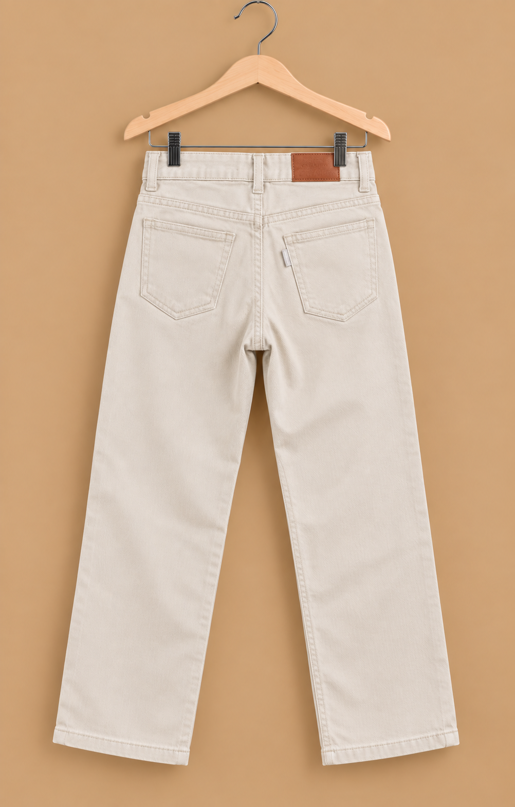 Chic Beige Relaxed-Fit Denim Pants