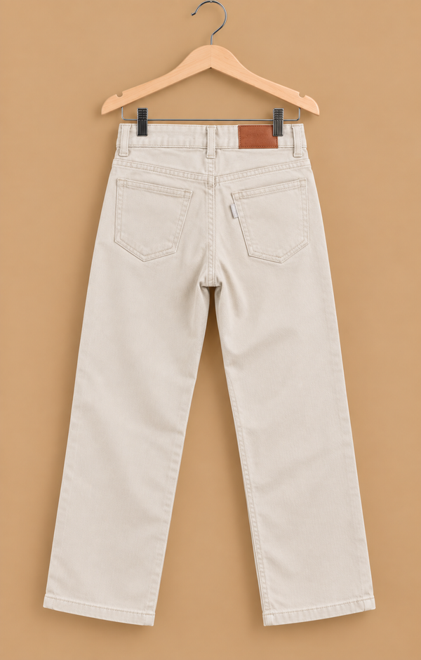 Chic Beige Relaxed-Fit Denim Pants