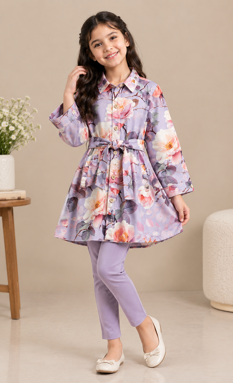 Lilac Floral Belted TOP