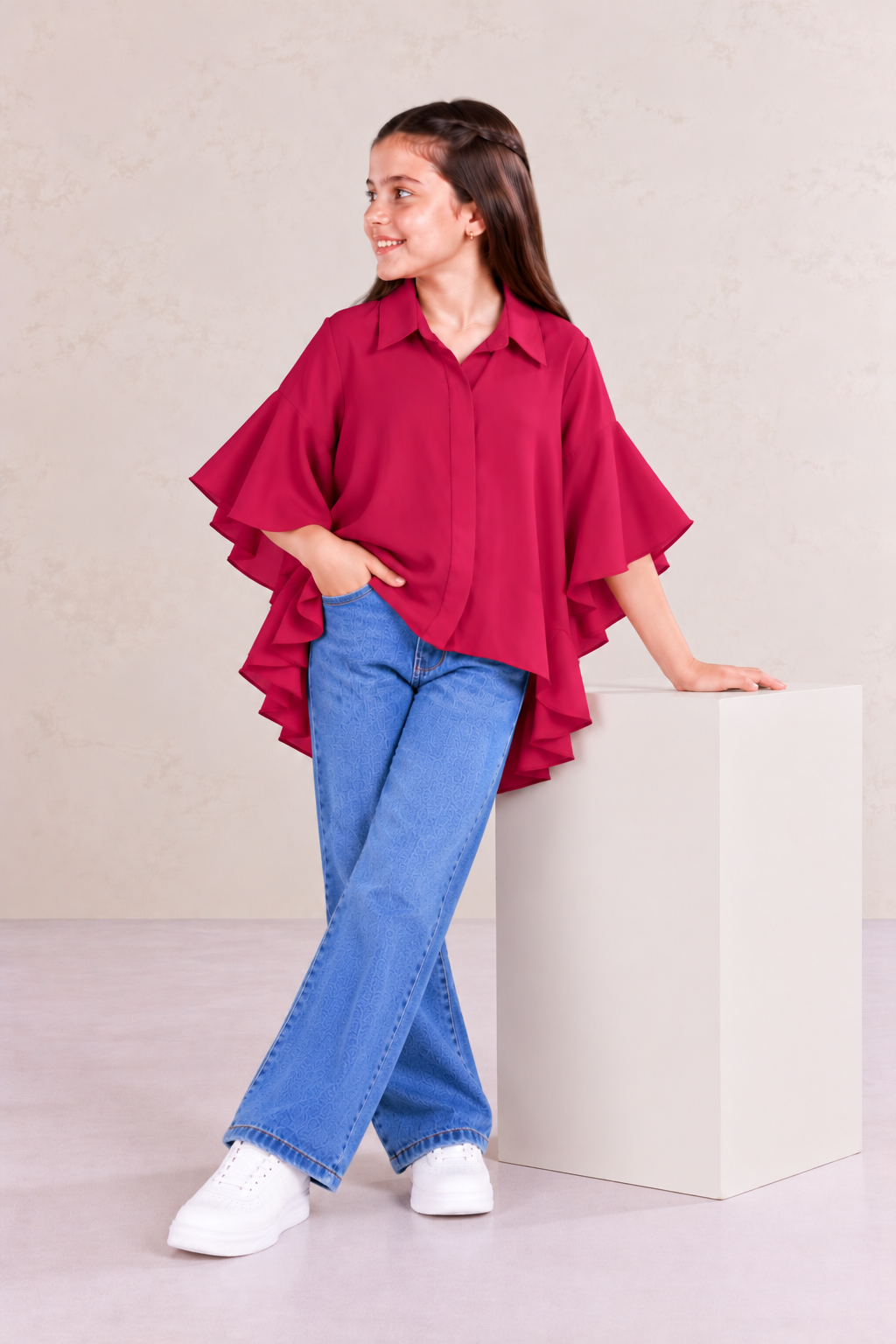 Magenta Tiered Flare TOP
