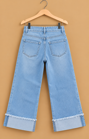 Trendy Raw-Hem Roll-Up Casual Jeans