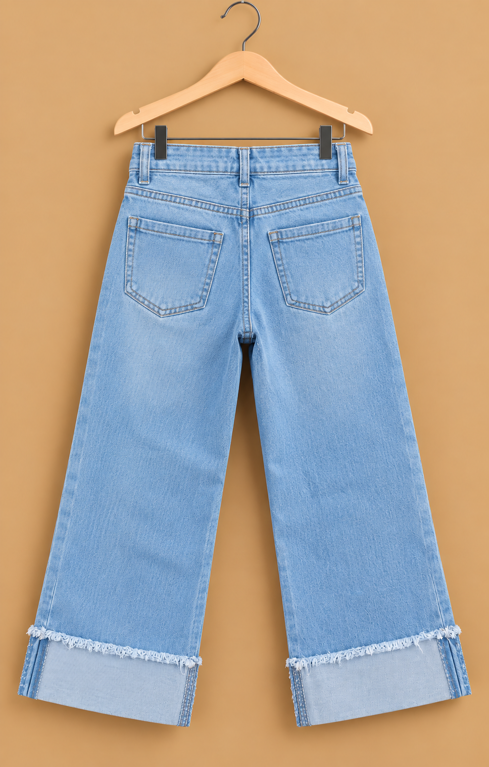 Trendy Raw-Hem Roll-Up Casual Jeans