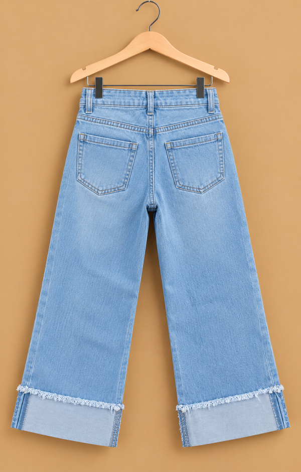 Trendy Raw-Hem Roll-Up Casual Jeans