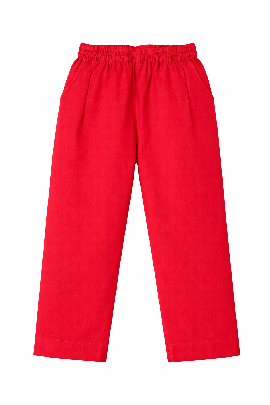 Girls Red Solid Kurta Trouser Cotton Set