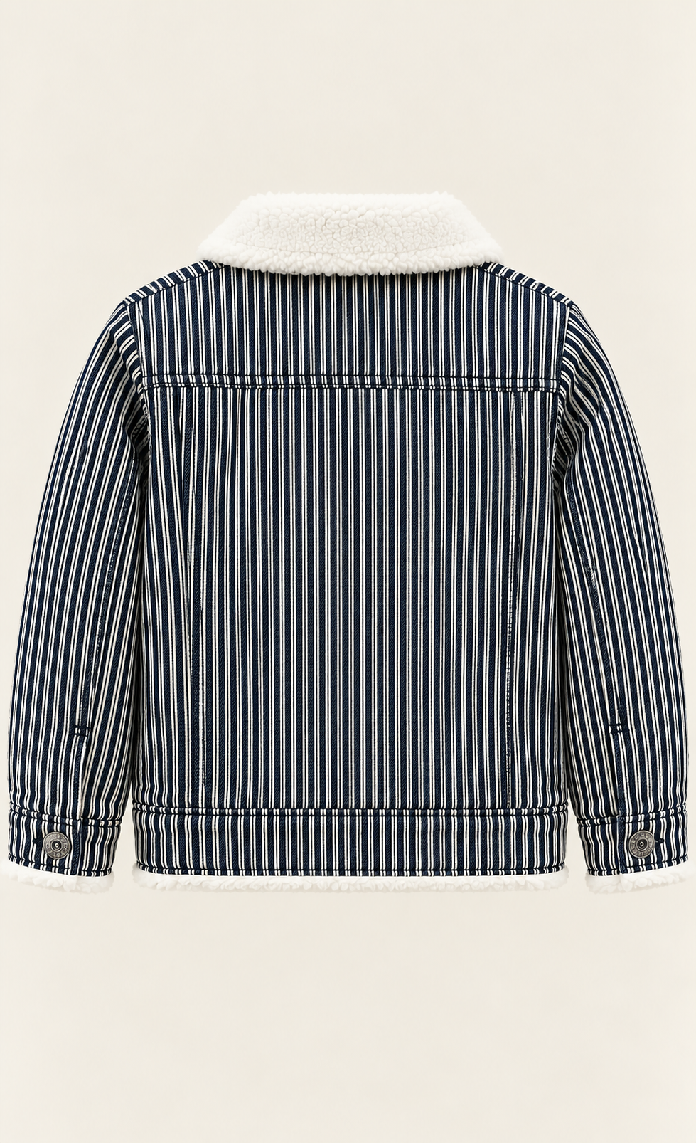 Kids Blue Striped Sherpa Denim Jacket