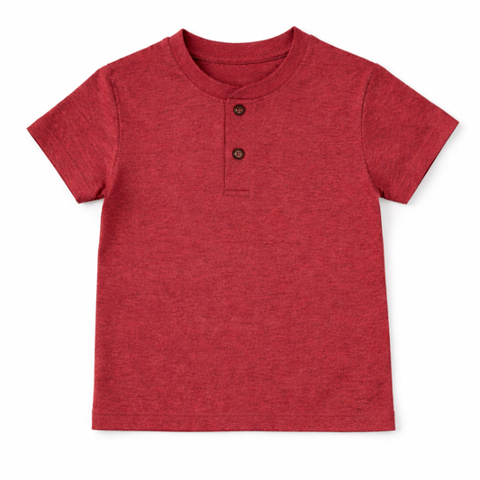 Maroon Henley Neck Cotton T-Shirt for Boys