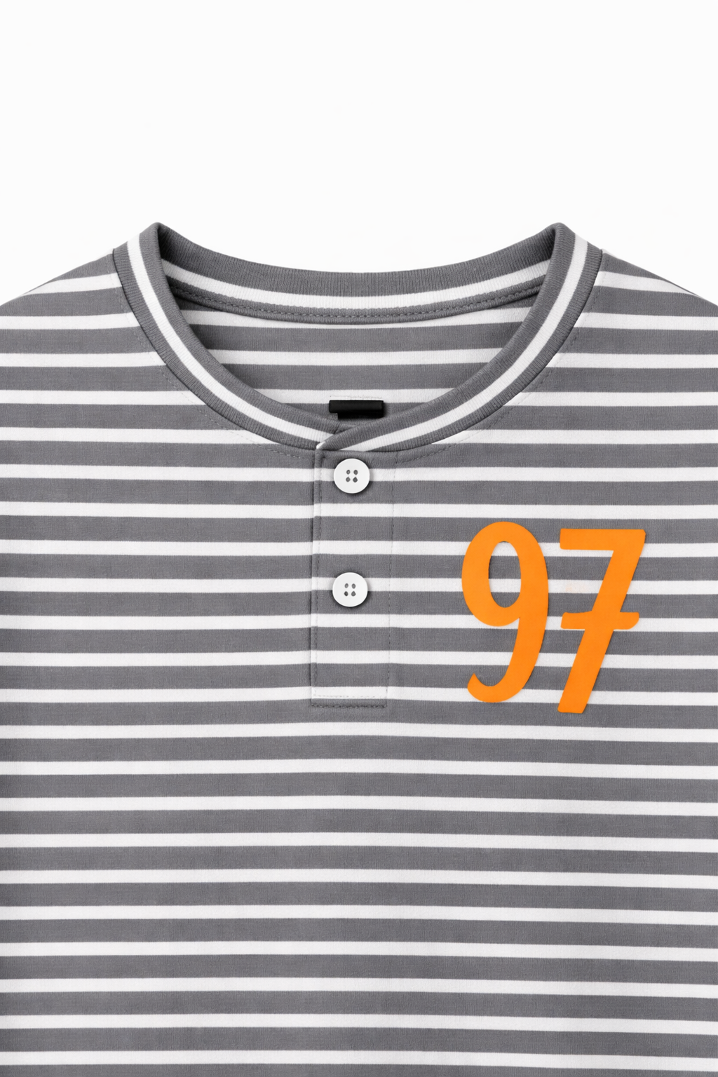 Lavender Stripe Kids Henley T-Shirt with 97 Print