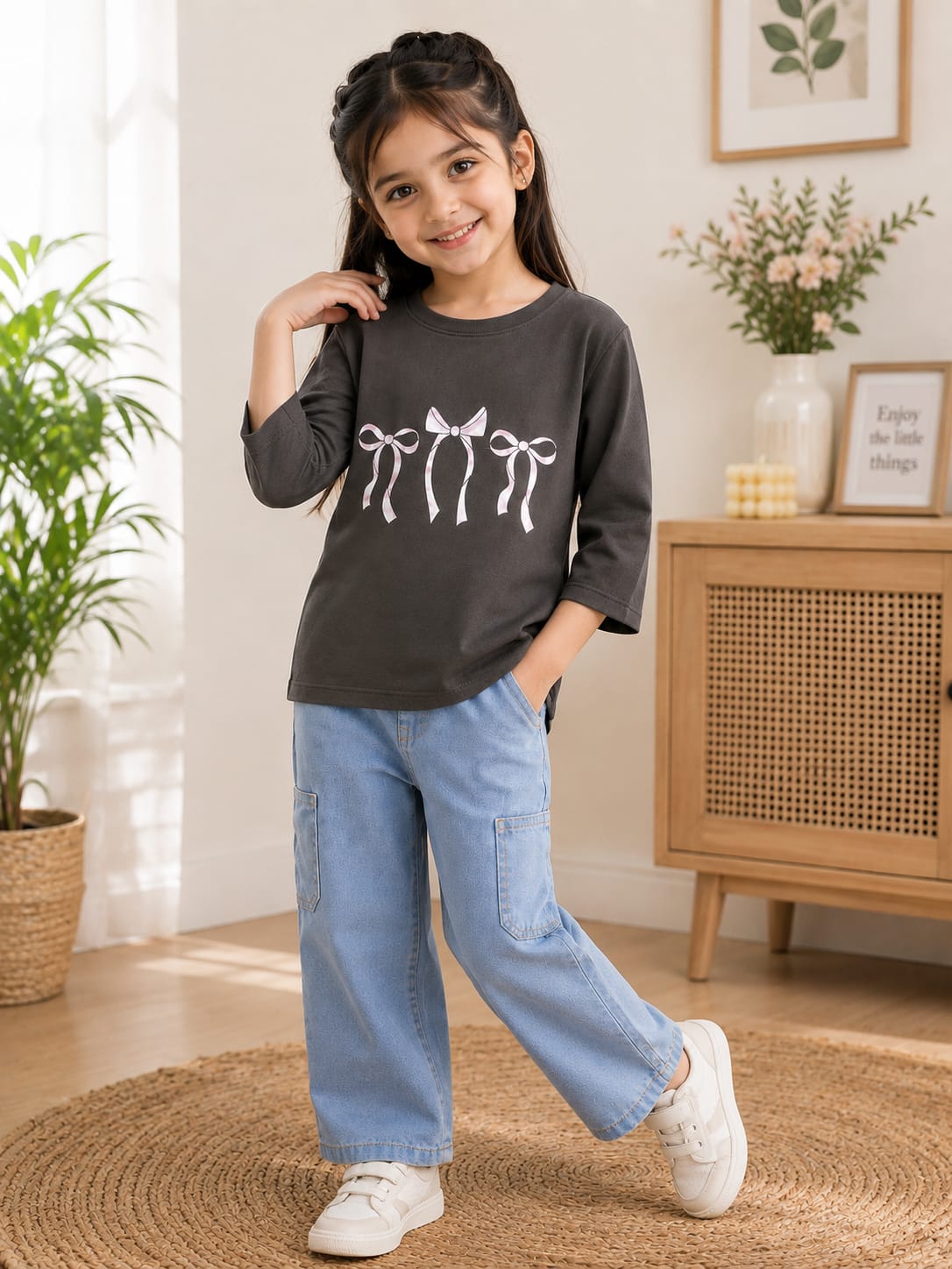 Charcoal Bow Print Tee