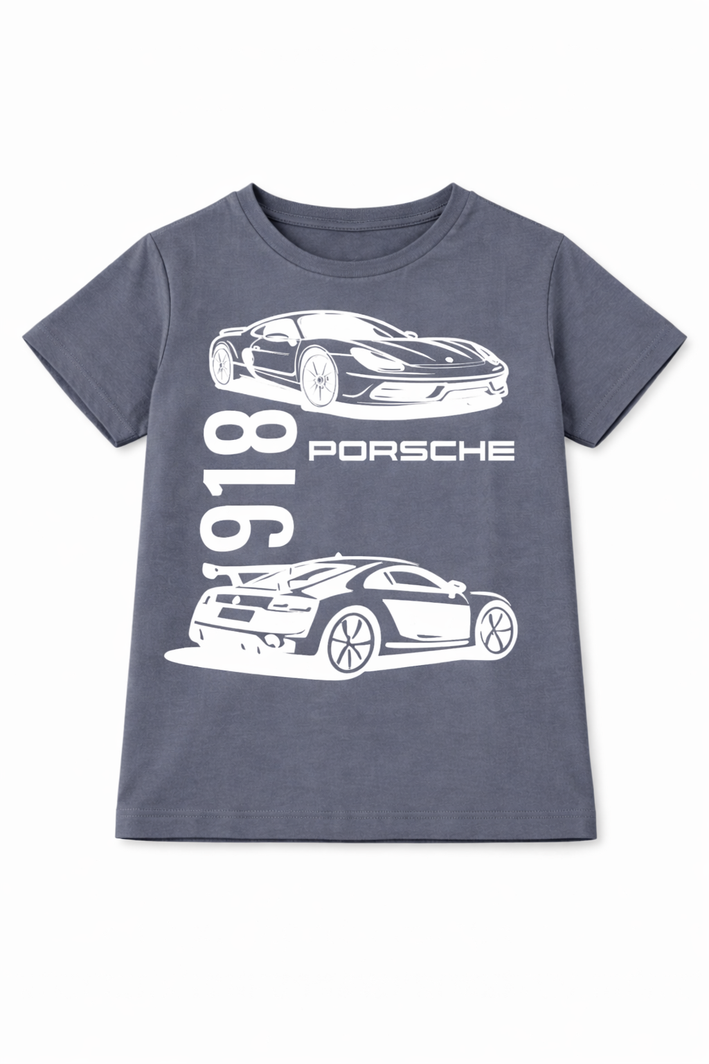 Boys Grey Porsche 918 Graphic Cotton T-Shirt